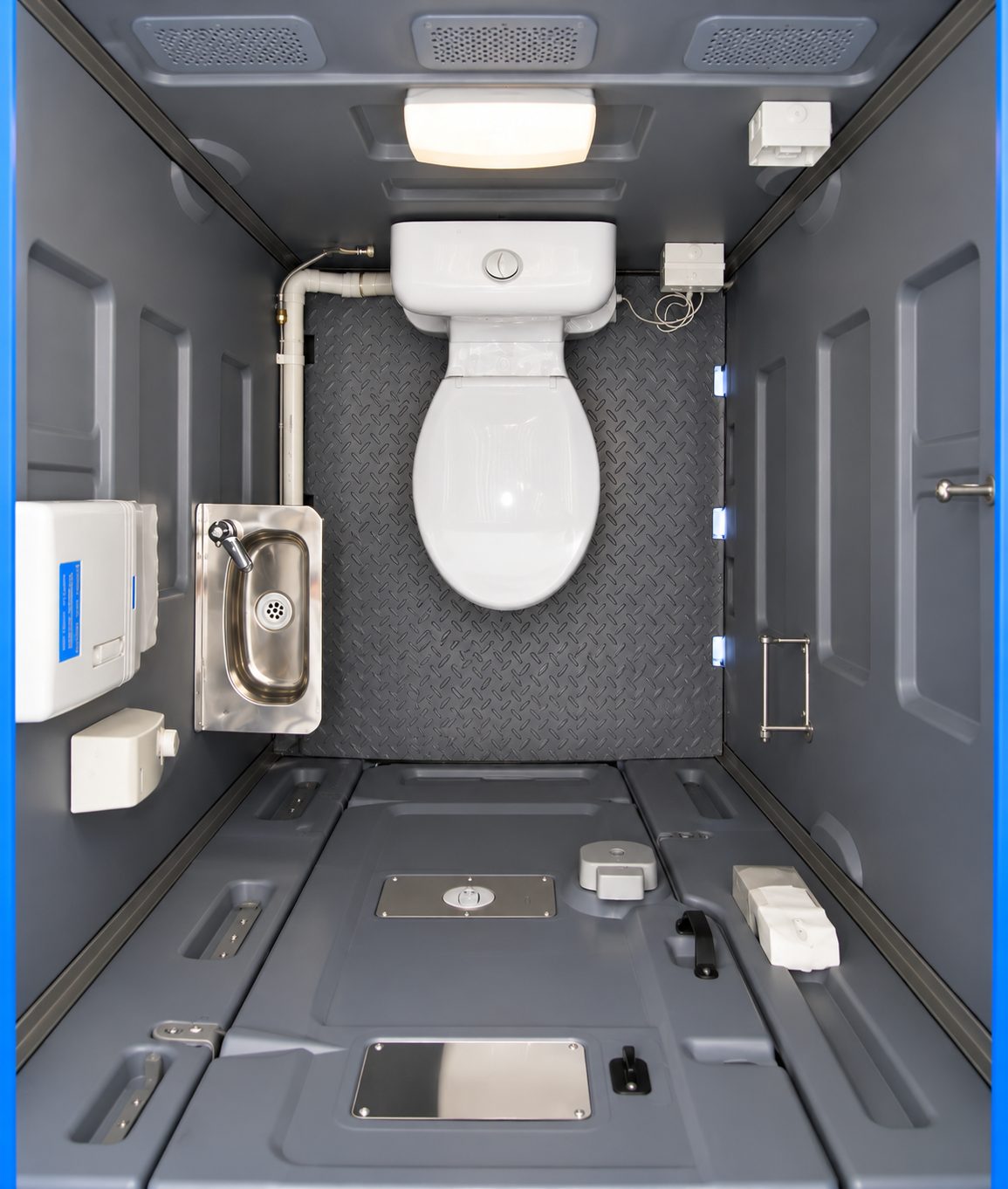 Top-down view of the toilet interior and floor space